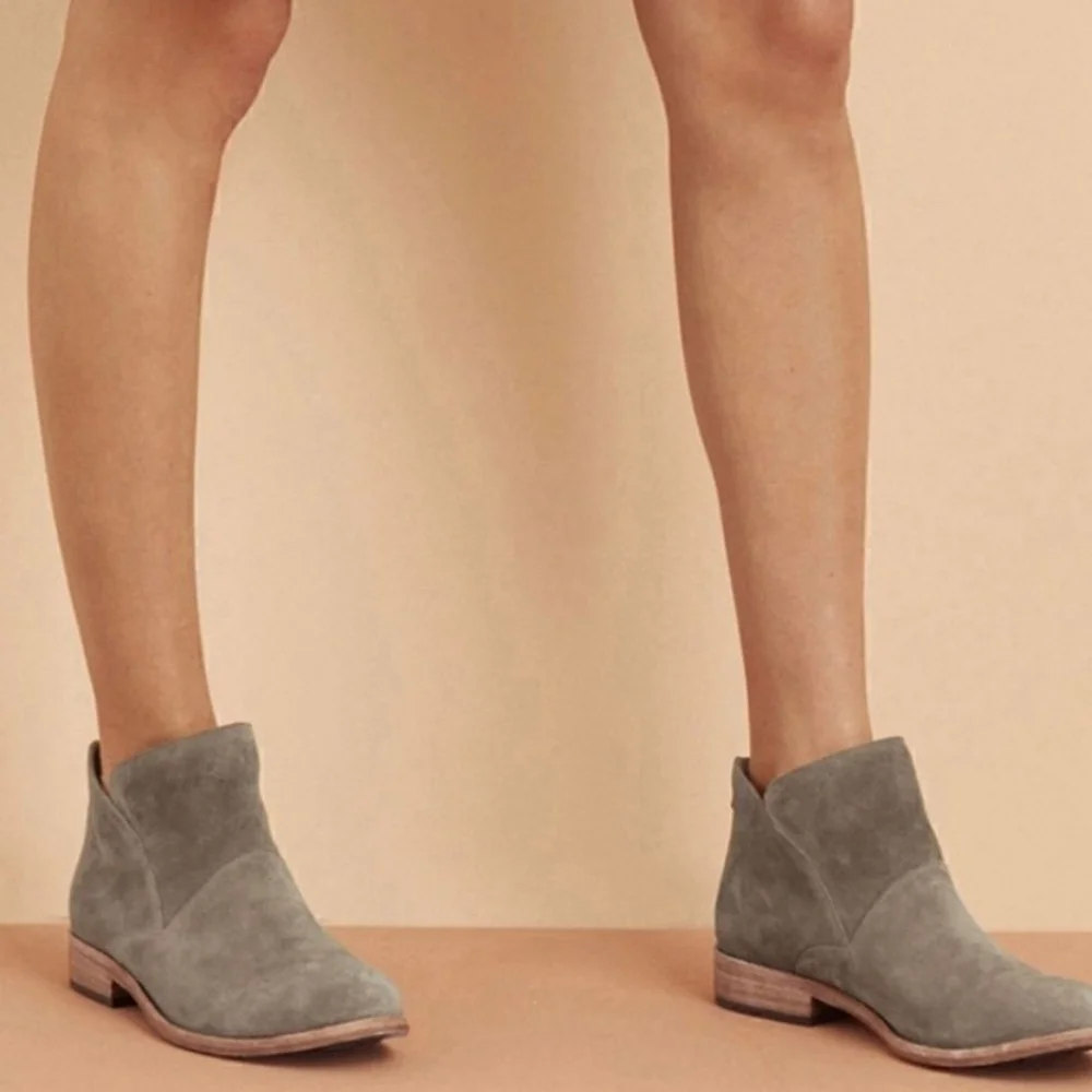 Kork-ease Women's Distressed Leather Ankle Biker Weatern Rider Boots - Gray 8.5